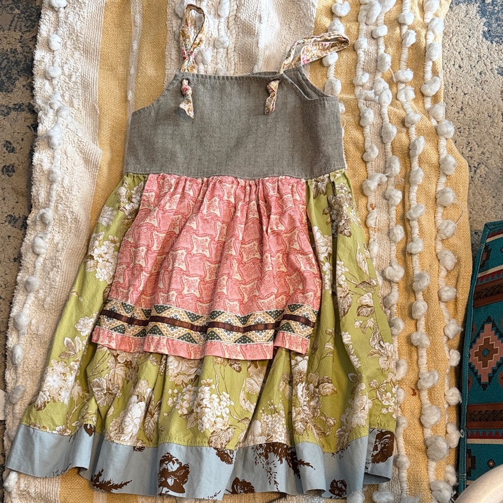 Matilda Jane Floral Kids Dress with Pink and Green Accents